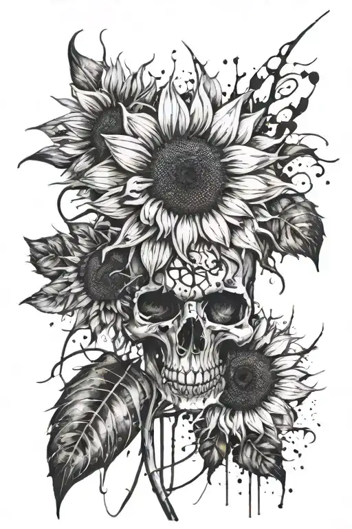 Sunflower With Skull