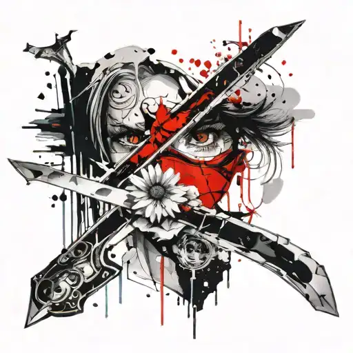 The Blade Of A Sword In The Reflection Of Which Are The Eyes Of A Sad Woman