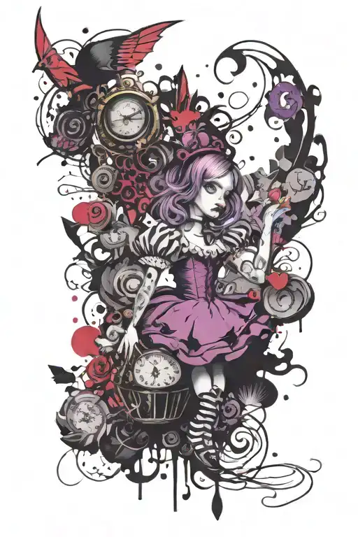 Alice In Wonderland Purple And Black Sleeve