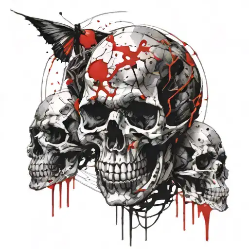 Skull In The Moon Merging Together