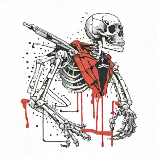 Condor Half Skeleton In A Corduroy A Tattoo Machine