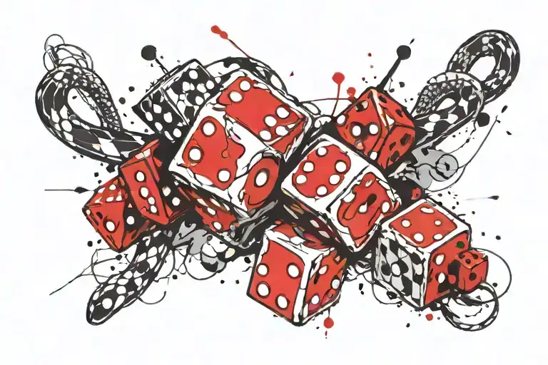 Dice And Snake In Black And White Background