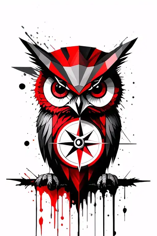 Geometric Owl Head And Compass Design