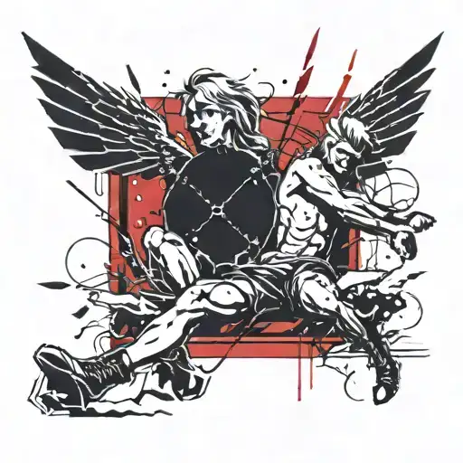 God Sitting Own Thrown Shooting Lightning Bolts At The Gates Of Heaven