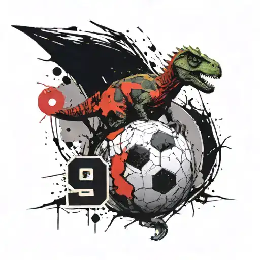 Dinosaur With A Jersey Soccer Number 9
