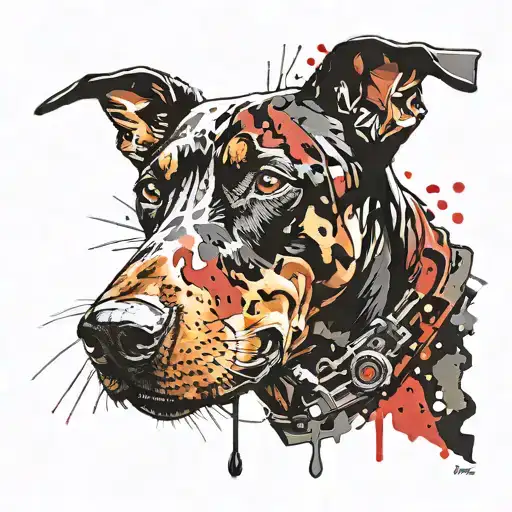 Doberman With A Gun In His Teeth