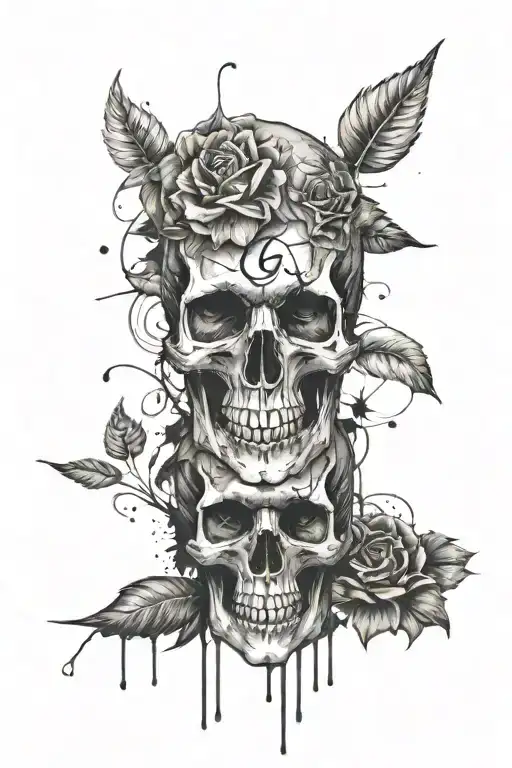 Skull Sunflower Rose Roman Numerals
