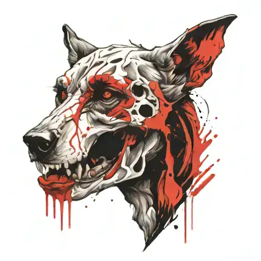 Wolf Skull Neck Tattoo Design