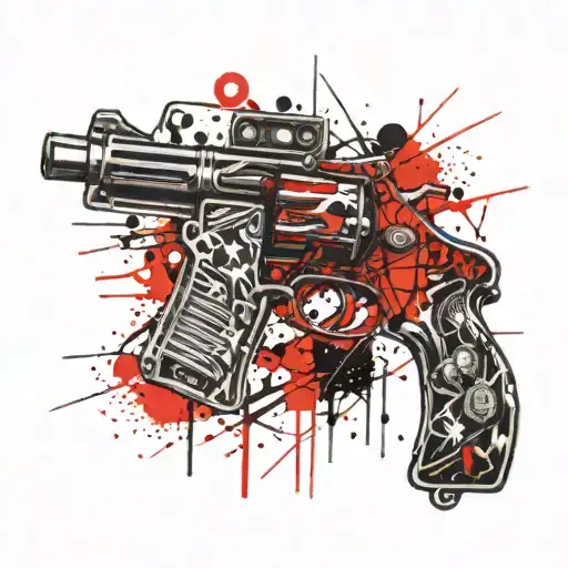 Dog Tags And Pistol Surrounded