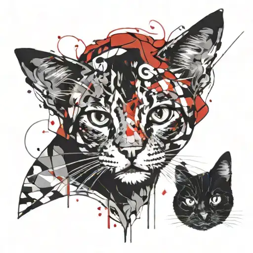 Girl Face Cat Sitting