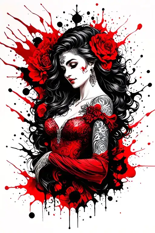 Beauty And The Beast Sleeve Tattoo In Dark Fantasy Style
