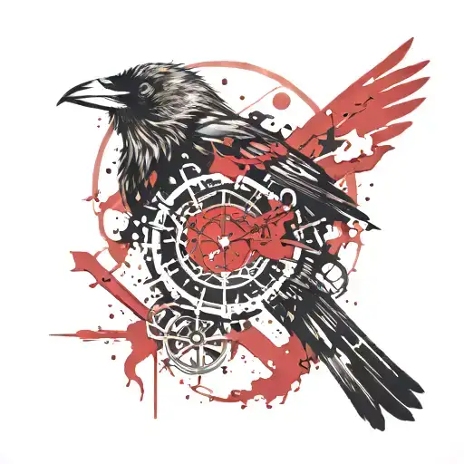 Vegvisir Valhala Symbol And Crow