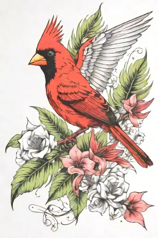 Tropical Cardinal Flying