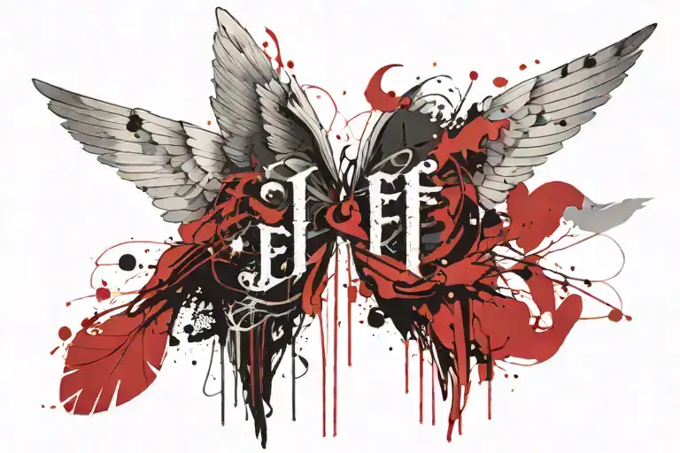 Angel Wings With The Name Jeff In The Middle