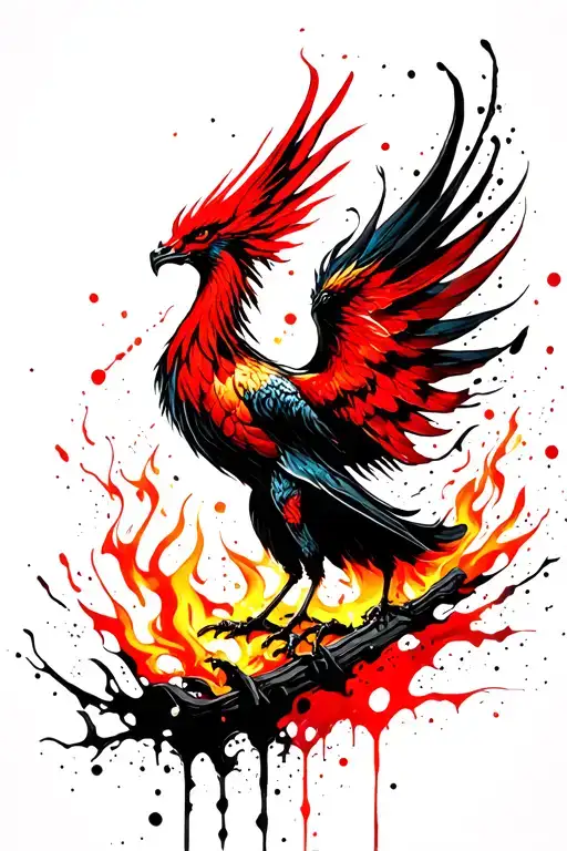 Phoenix Rising From Flames
