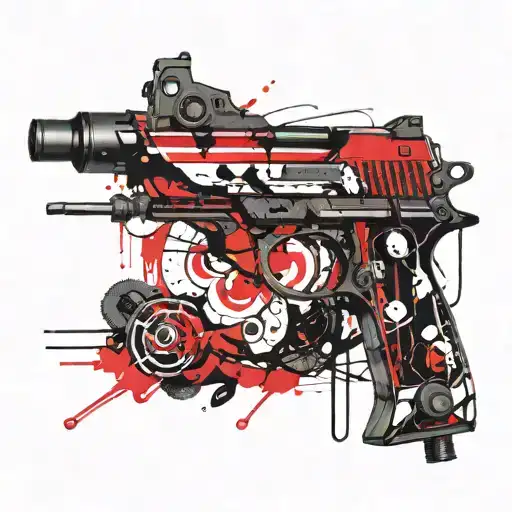 Spilled Ink Creating A Tattoo Gun