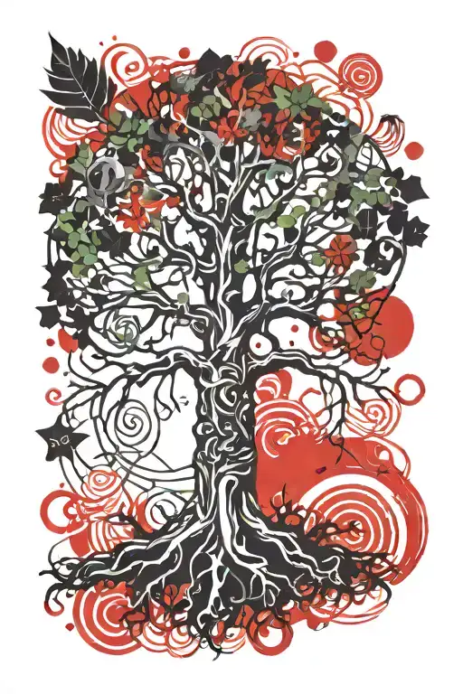 Yggdrasil Tree With Place For Name And Date