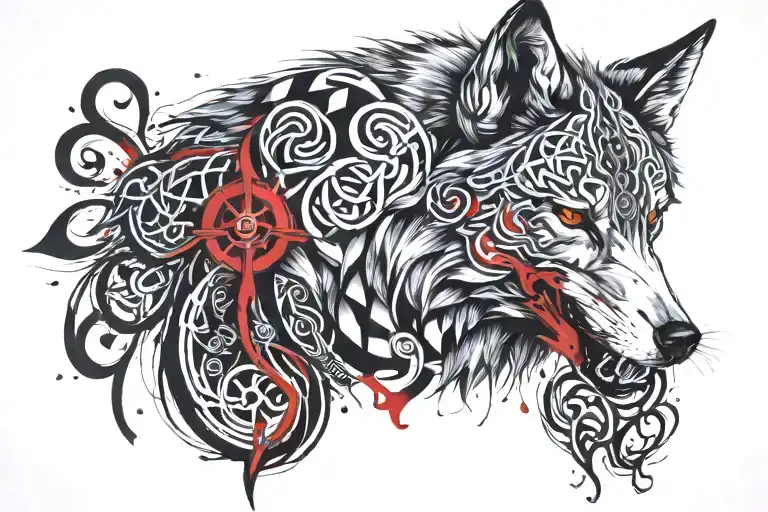 Can You Create A Celtic Armband Tattoo That Features A Wild Wolf And A Christian Cross