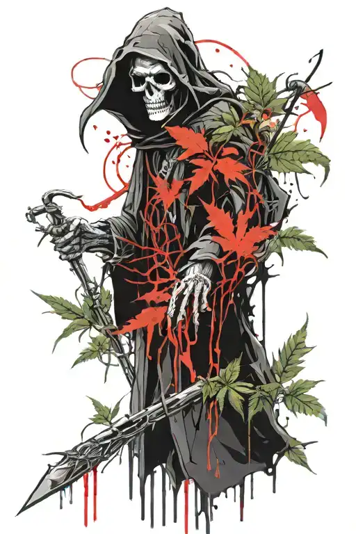 Grim Reaper With Weed Leaf