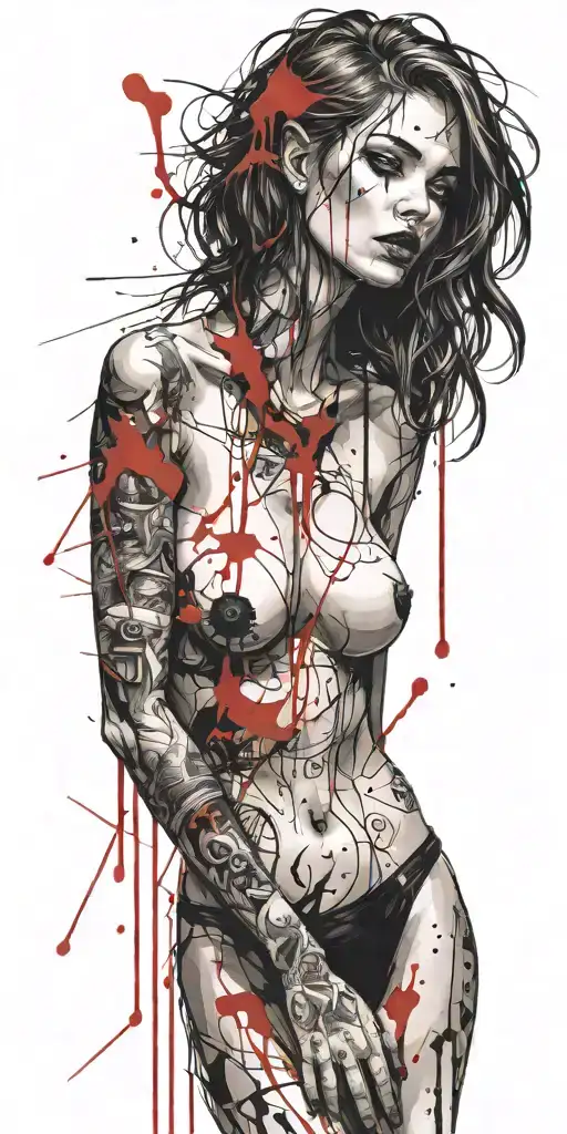 Darkly Alluring Full Nude Goth Girl Rocking Out