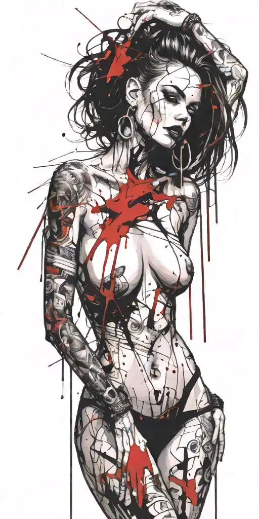 Darkly Alluring Full Nude Goth Girl Rocking Out