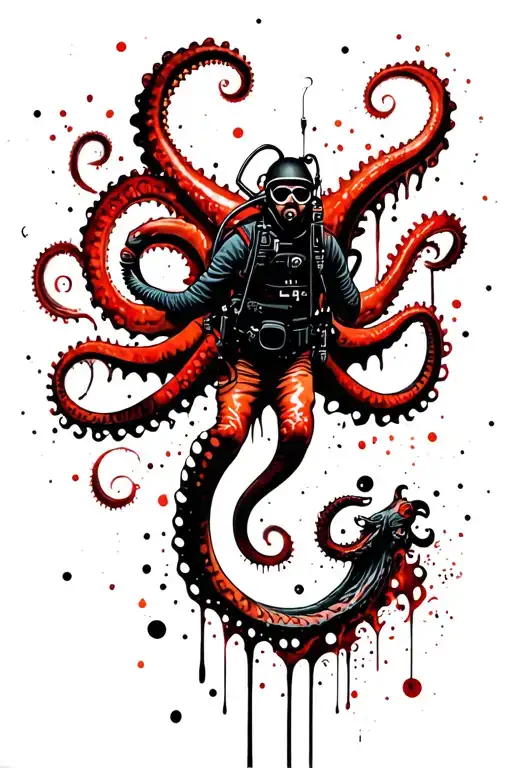 Scuba Diver Being Pulled Down By A Kraken