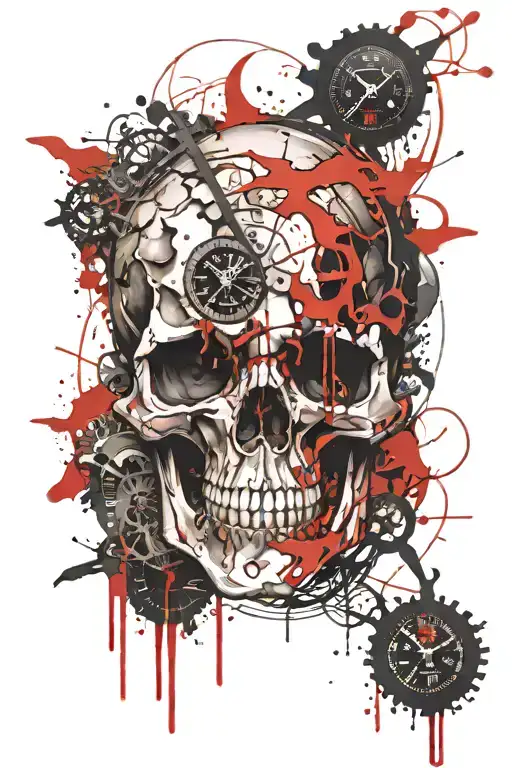 Skull And Clock Melting
