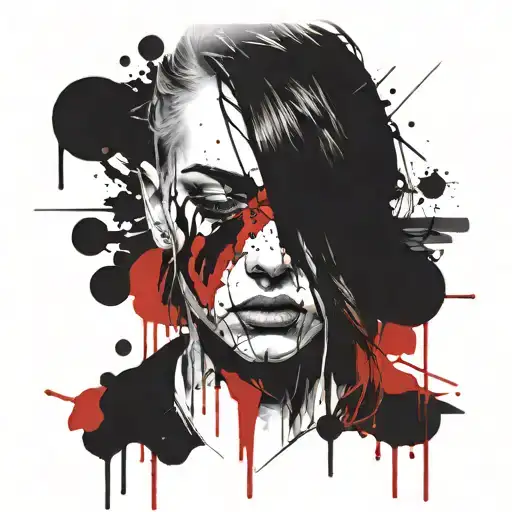 A Male Figure Hidden In A Woman's Tears