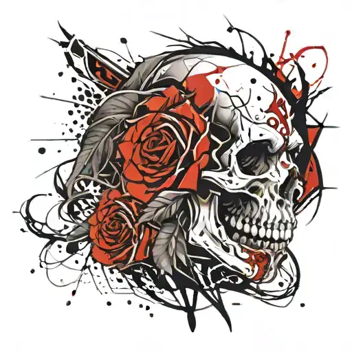 Skull Rose Lion Roaring