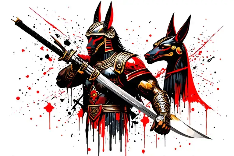 Spartan Warrior And Anubis Surrounded