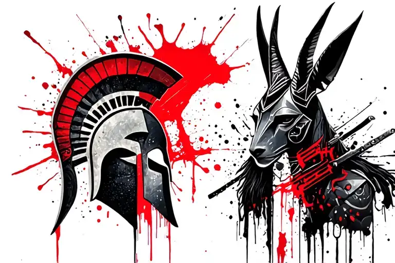 Spartan Warrior And Anubis Depicted