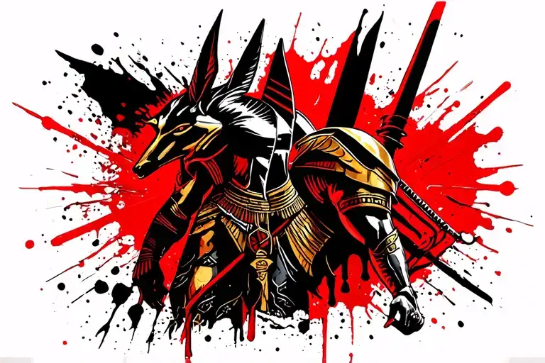 Spartan Warrior And Anubis Egypcian God