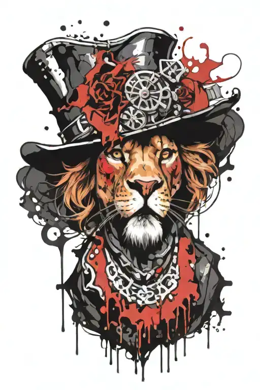 Anthropomorphic Necromancer Lion In A Jester's Hat