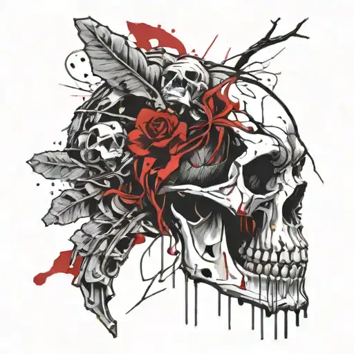 Cave Bear Skull Eating Human Skull