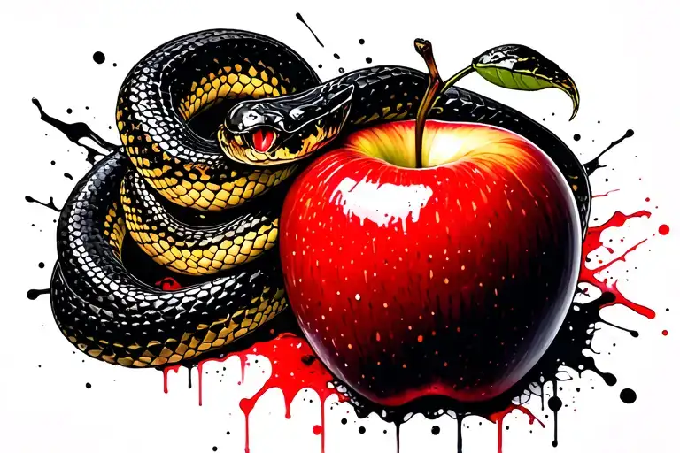 Snake Wrapped Around Neck And Apple