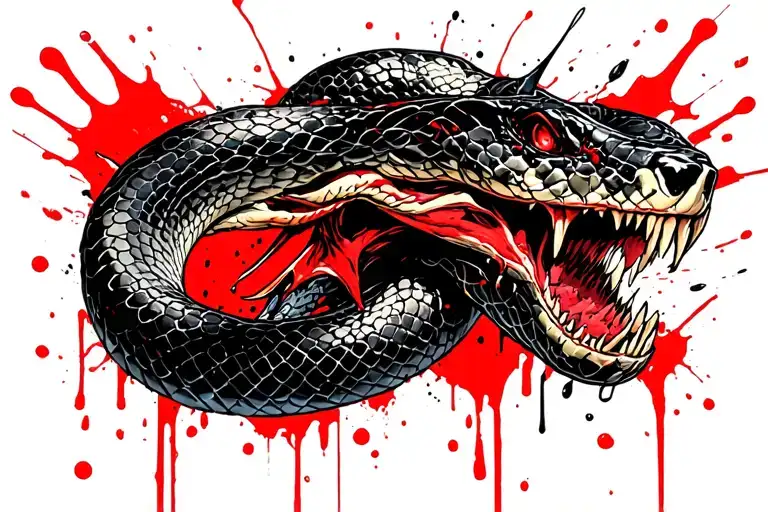 Evil Snake Choking My Neck Biting With Agression And Violence