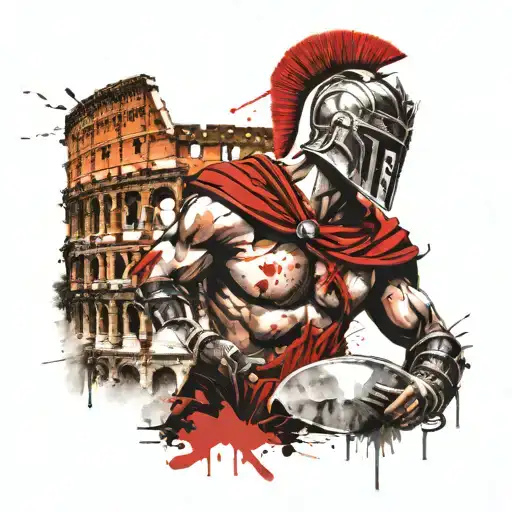 Gladiator With The Colosseum In The Background
