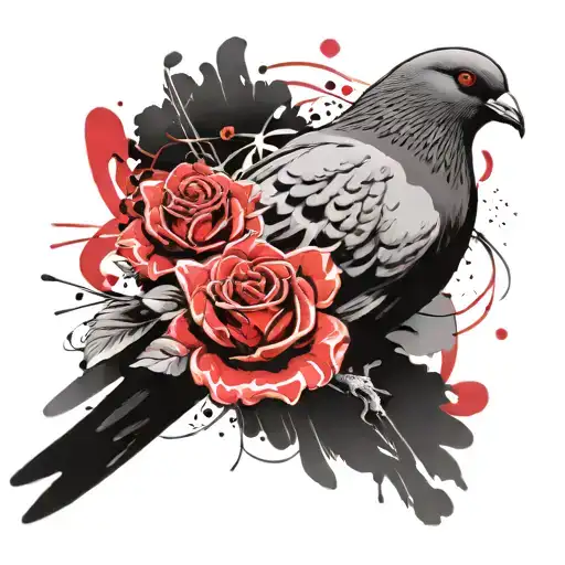 Race Pigeon With Rose