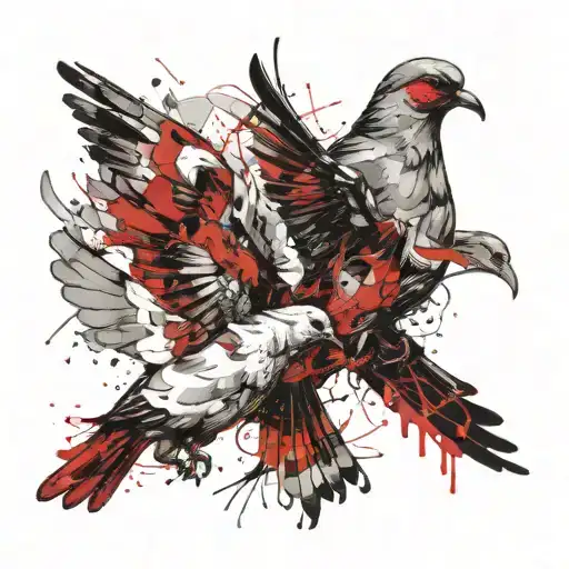 Dove And Pigeon Together Pirched Together