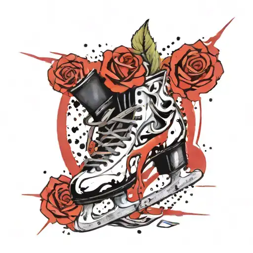 Figure Skate With A Rose Growing Out Of It
