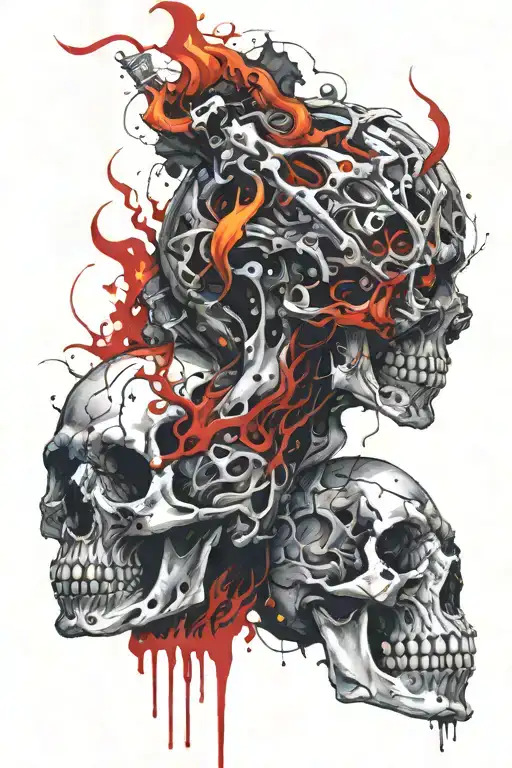 Skull Brain In Flames