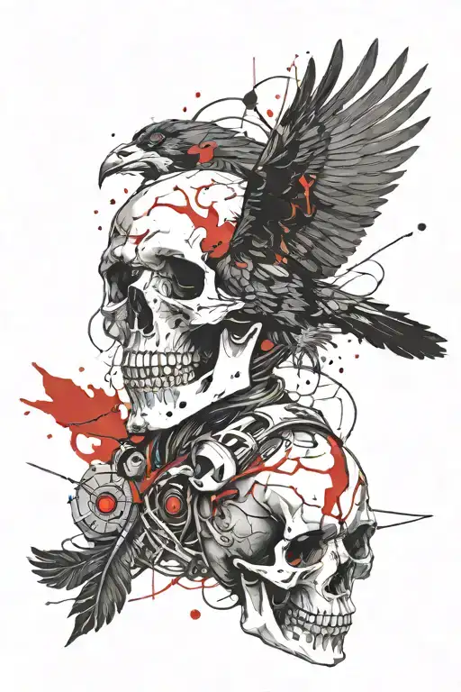 Skull With Crow Flying
