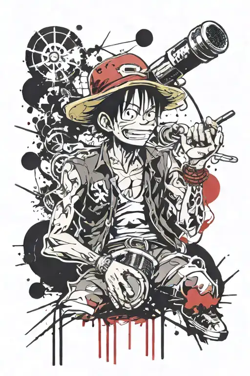 Luffy Pirate Dj With Retro Microphone