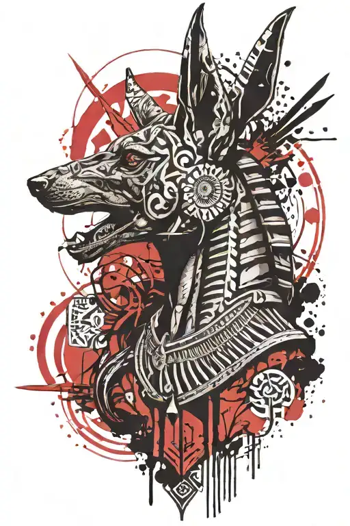 Egypt Anubis Holding Nordic Black Crow On Shoulder