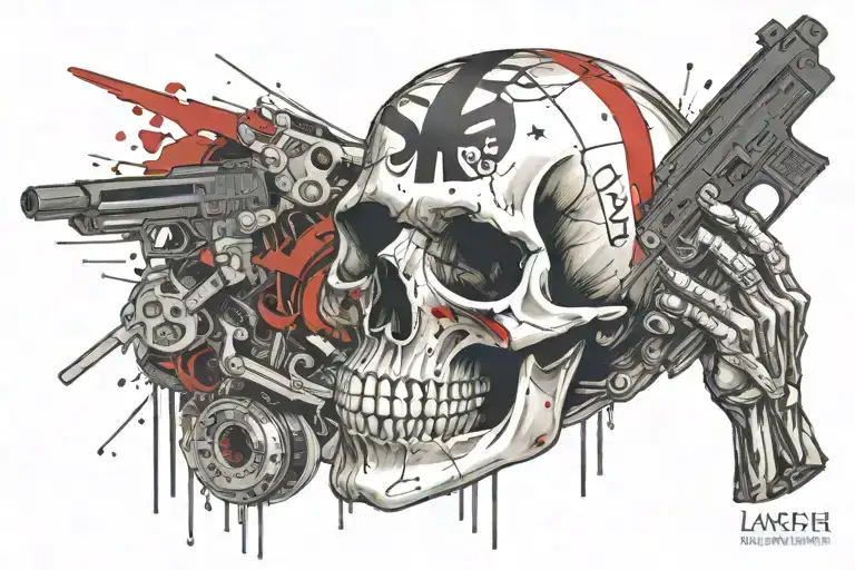 Skull In A Strip Suit With A Glock Inhis Hand