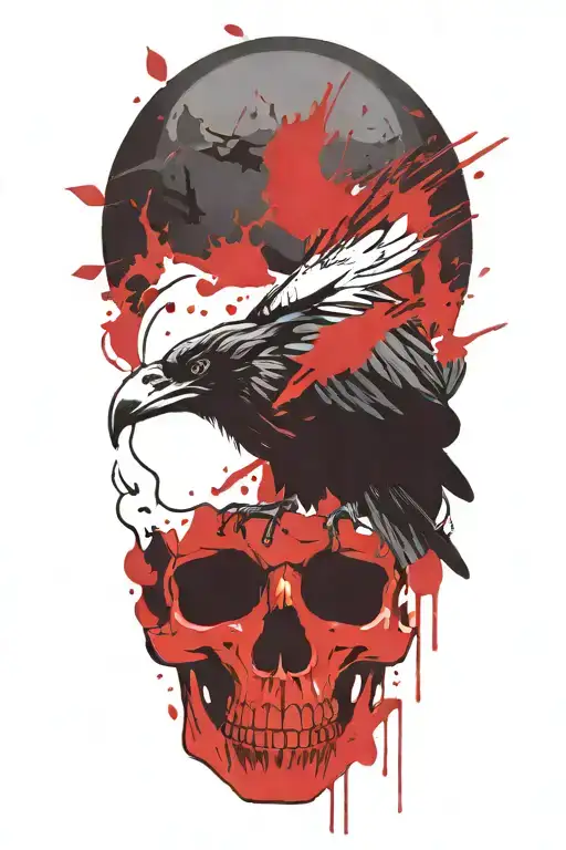 Raven On Skull