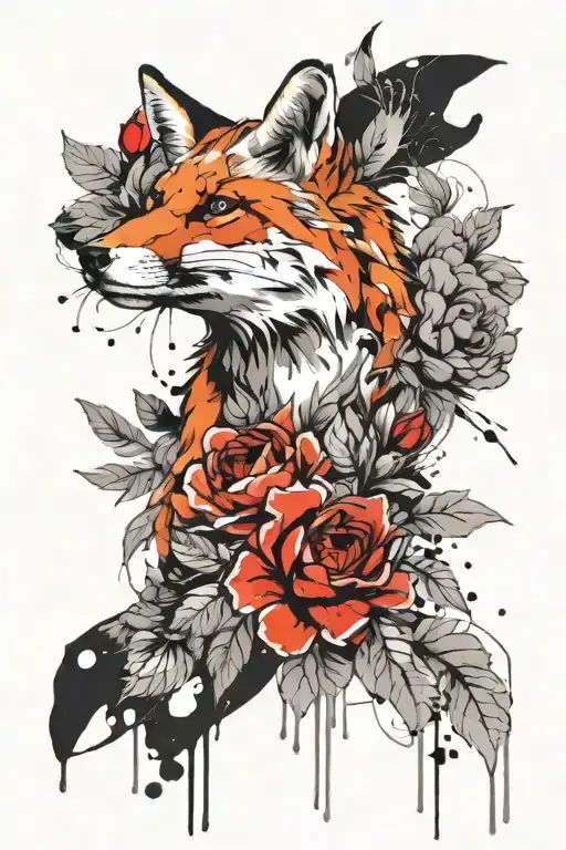Fox Face With Peonies