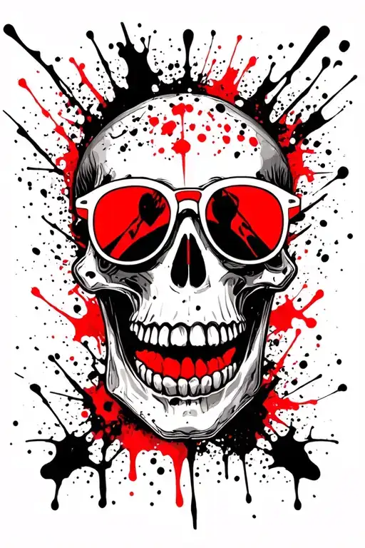 Skull With Sunglasses And Smiley Face On Skull