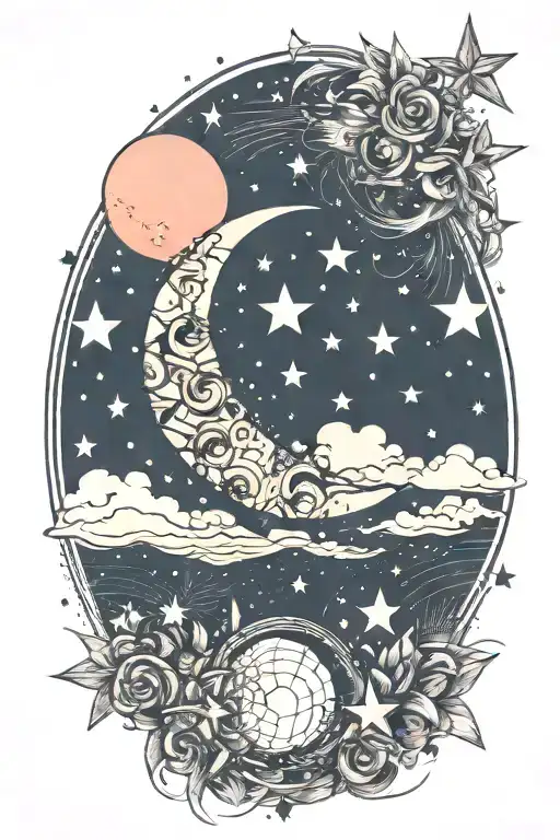 Moon Surrounded By Stars