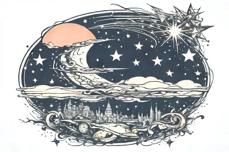 Moon Surrounded By Stars